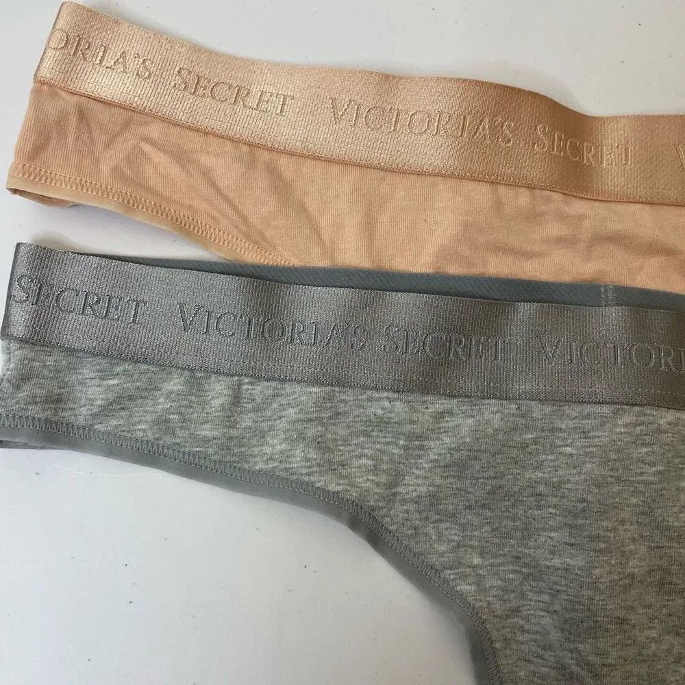 New!Bundle of 2|Victoria Secret|Cotton| Thong|XLarge|One Nude|One Grey